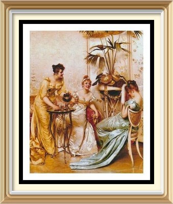 Vintage Victorian Art Print by Reggianini THE TEA PARTY Ladies Bourgeois Life