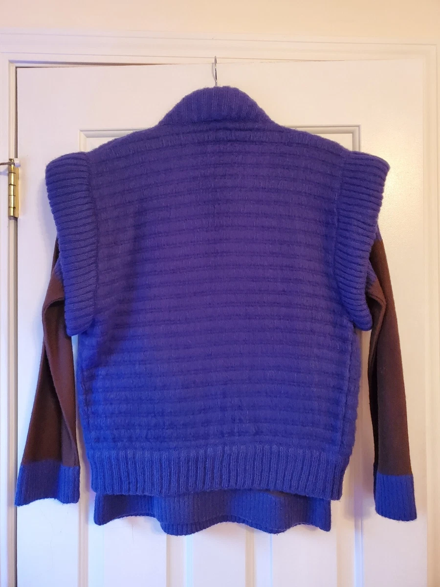 Vintage Yves Saint Laurent Purple Brown Ladies Sweater Vest Set Size Small