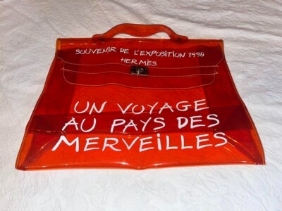 HERMES Vinyl Kelly Hand Beach Bag SOUVENIR DE L'EXPOSITION 1998