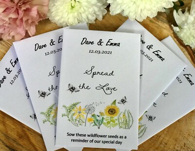 Wildblumensamen Hochzeit Gastgeschenk Pakete personalisiert x 10 inkl. Samen - umweltfreundlich