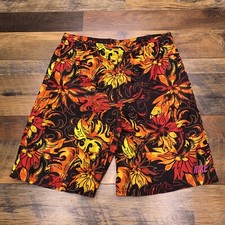 Nike Swim Shorts Youth Medium Lined Flat Front Floral Trunks Pockets