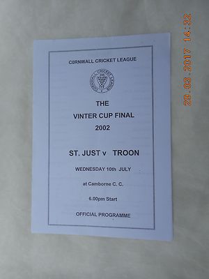 THE VINTER CUP FINAL 2002 (CRICKET) ST. JUST v TROON    