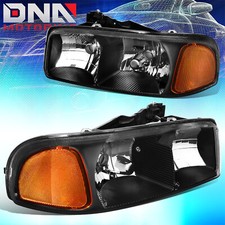 For 99-07 Gmc Sierrayukon Replacement Black Housing Amber Side Headlightlamps