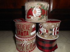 CELEBRATE IT WIRED CHRISTMAS RIBBON 2 1/2" x 20FT NEW Lot of 5