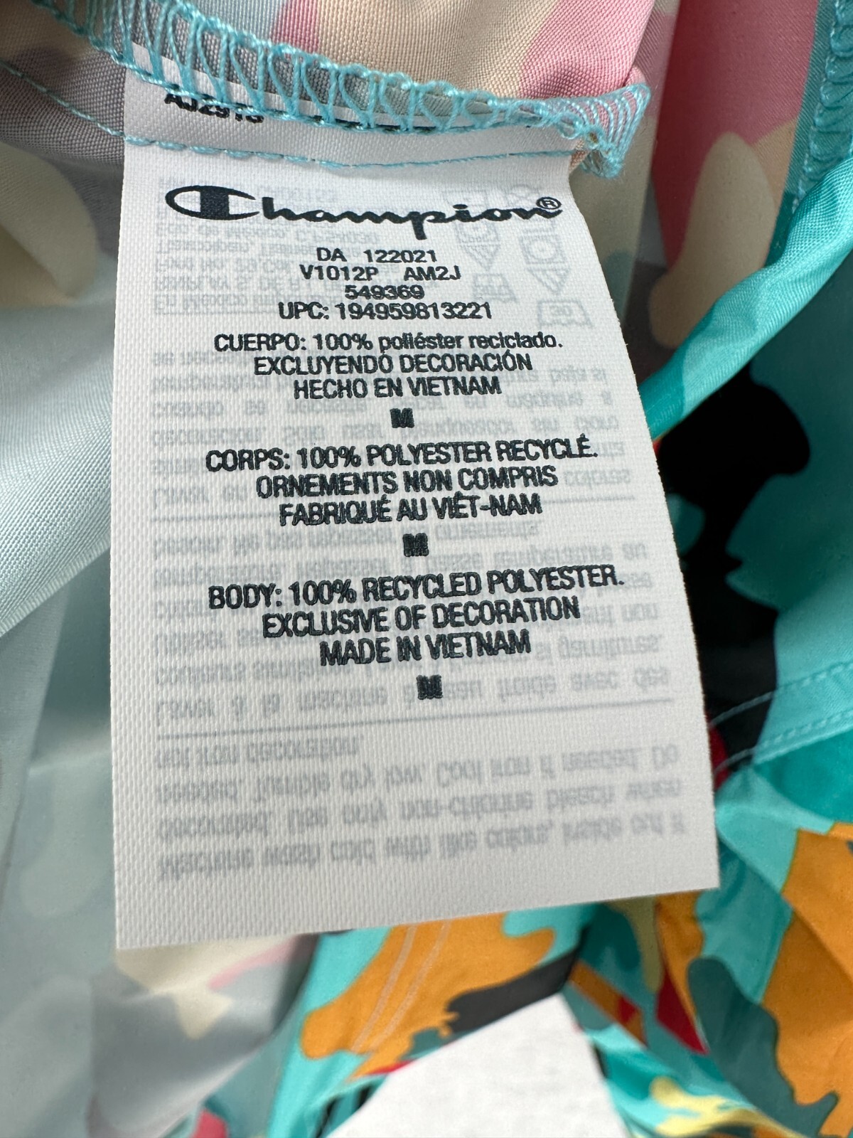 Champion Jacket Mens Medium Windbreaker Full Zip Retro Camo Colorful Hoodie