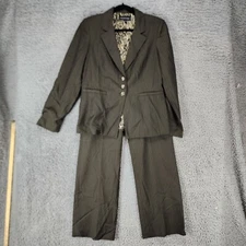 Isabel & Nina 2 Piece Suit Womens 12 Brown Pinstriped Long Sleeve Jacket Pants