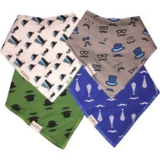 Organic Cotton Bandana Drool Bibs, Set of 4, Boy