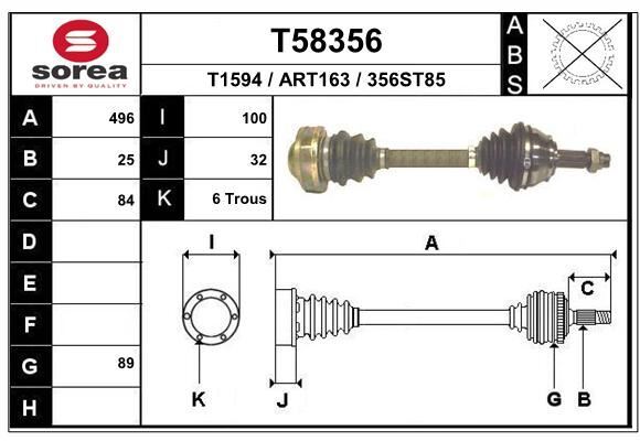Cardan Alfa Romeo 156 de qualité supérieure pour moteurs Twin Spark et JTS