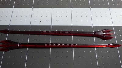 2 vintage ruby red forked and spear ends stir stick swizzle 5.5''