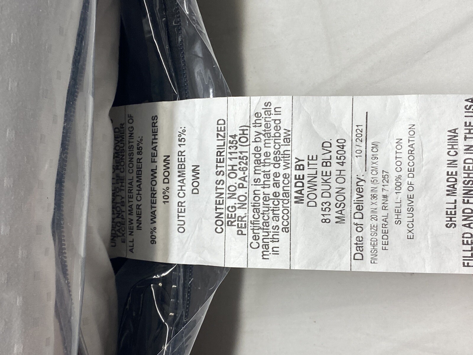 My Featherdown Pillow King 20x36&rdquo; Medium/Firm Density New out of Package