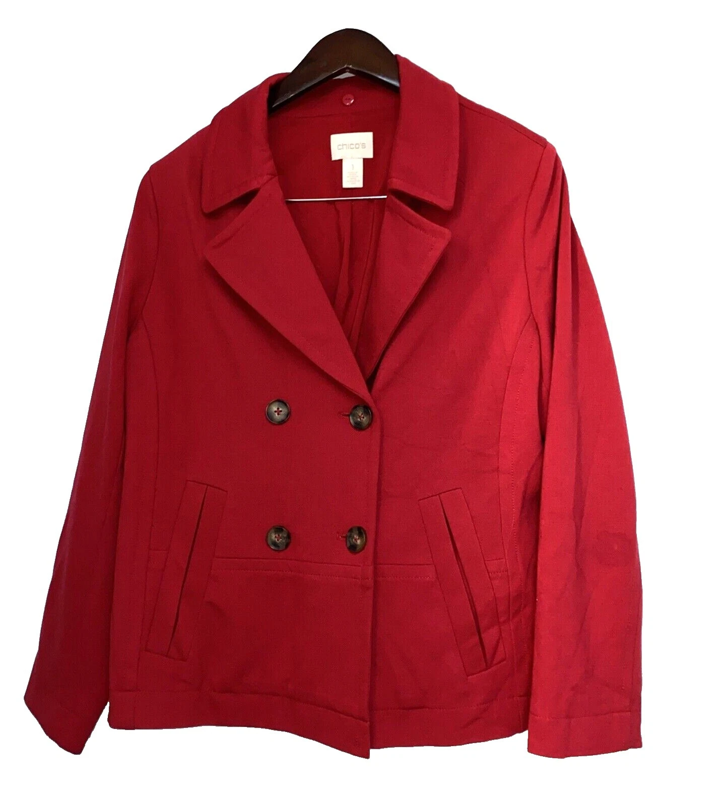 Sólido Chico's Pea Coat abrigos, chaquetas y chalecos para Mujeres