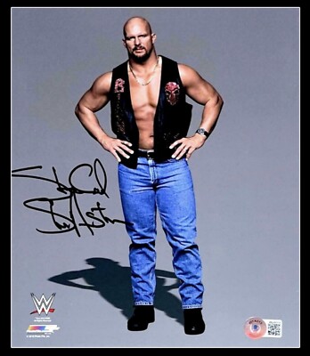 スポーツ選手 stone cold autograph WWE STONE COLD HAND SIGNED 8X10 ORIGINAL PHOTO FILE PHOTO WITH BAS