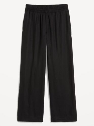 Old Navy Women’s High-Waisted Linen-Blend Wide-Leg Pants Black Plus Size 4X