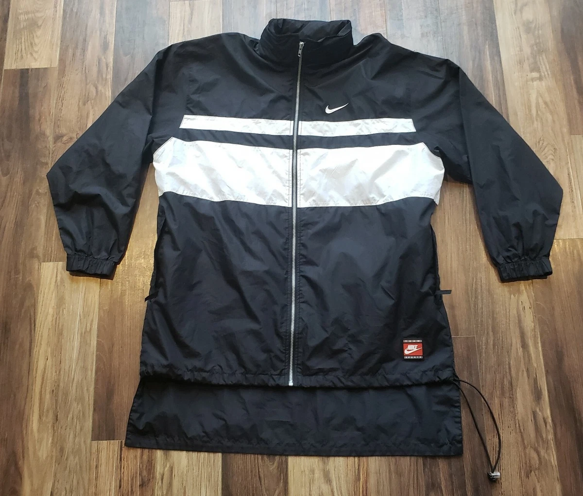 Vintage 90s NIKE X-Long Tail Big Swoosh Nylon Hoodie Soccer Warmup