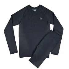 Odlo Performance Mens Black Base Layer Top Leggings Set Size S