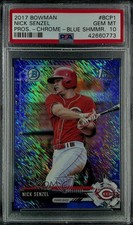 2017 Bowman Chrome Prospects Blue Shimmer Refractor Nick Senzel PSA 10 07b3