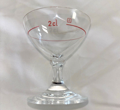 Set of 8 VTG 1970's Schott Zwiesel Stemmed 2 Cl Shot Glasses Red Line Marked