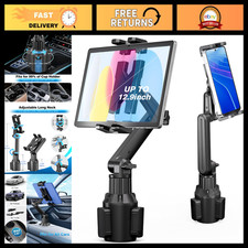 Adjustable Cup Holder Tablet Mount for Car, 15" Arm for iPad, iPhone, Galaxy