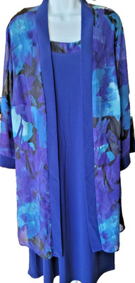 R&M Richards Womens 2 Pc 20W Jacket Dress Royal Blue MADE IN USA  FREE SHIP