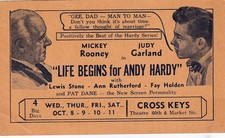 1941 Movie Ad "LIfe Begins for Andy Hardy" Mickey Rooney Phila Pa