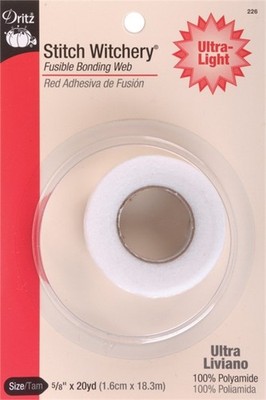 Dritz 226 Stitch Witchery Fusible Bonding Web Ultra-Light-.625''X20yd