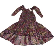 ASTR The Label Athena Midi Dress Floral Black Puff Sleeve Coquette Size XS NWT