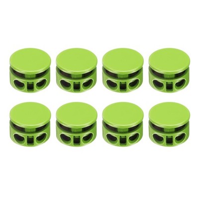 8Pcs Round Cord Locks, 4mm Metal Double Hole Spring Toggle Stopper, Light Green