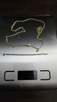 14 Karat massives Gold italienisches Seil Kette 2 mm 18 Zoll Diamantschliff. 5 Gramm gereinigt/mit Karton