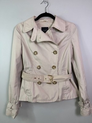 Weekend Max Mara Double-Breasted Beige Belted Cropped Trench Coat Size 8