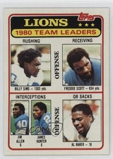 1981 Topps Team Leaders Billy Sims Freddie Scott Jim Allen James Hunter #338 k0y