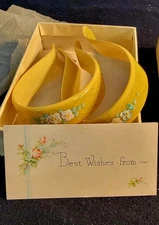 Vintage 1940's Pair Hand Painted Celluloid Baby Carriage Blanket Clips