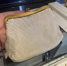 Whiting Davis Art Deco Metal Mesh Coin Purse Kisslock Gold Tone Frame