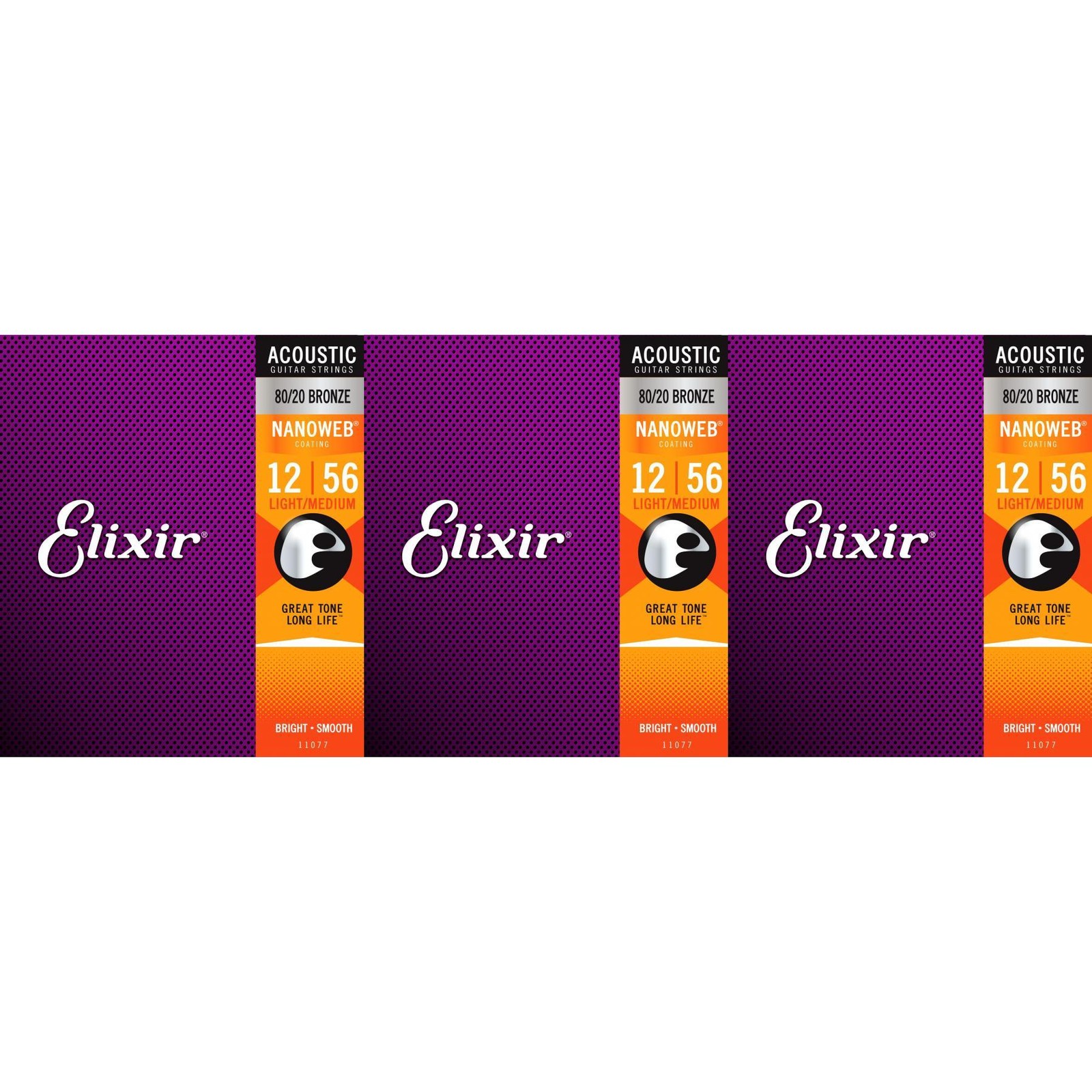 Elixir Strings 11077 Nanoweb 80/20 Струны для акустической гитары — .012-.056, средние