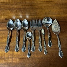 Oneida Community Cantata 9 Pc Serving Set Stainless Flatware Vintage Hostess Set