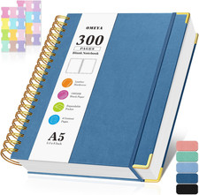 Blank Spiral Notebook: Leather Sketch Book, 300 Pages Hardcover Unlined Notebook