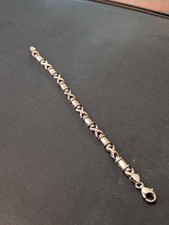 Vintage 925 Silver Mens Bracelet, With X Link Design.
