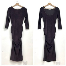 NWT James Perse Fitted Low Back Velvet Midi Bodycon Balletcore Dress - 2(Medium)