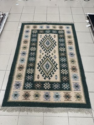 Türkischer Wende Kelim Teppich Grün 120x180 cm - Traditioneller Stil Vorleger 