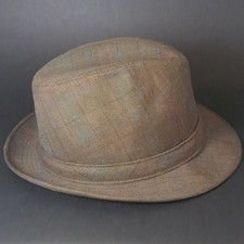Early Vintage Stetson Fedora Hat Brown Plaid 6 7/8