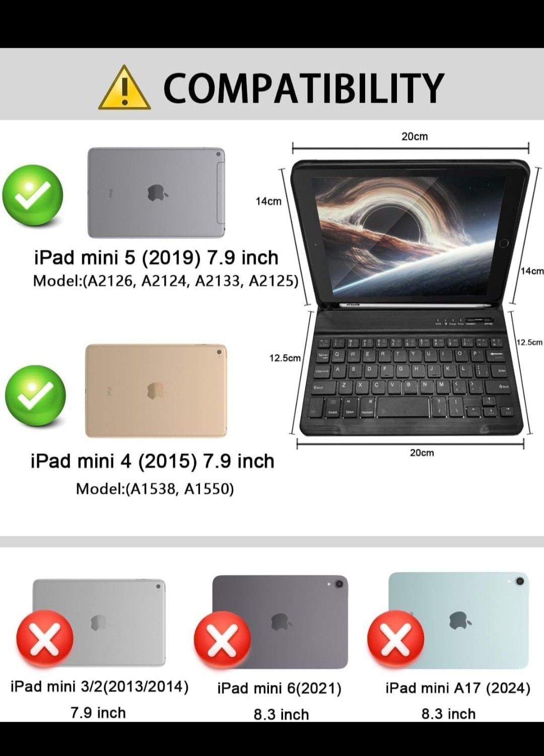 TUNKARMOR Keyboard Case for iPad mini 5 & Mini 4 7.9 Mouse Magnetically Keyboard
