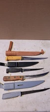 Lot of 4 fishing filet fixed blade knives Falcon, Fiskars, J. Marttiini