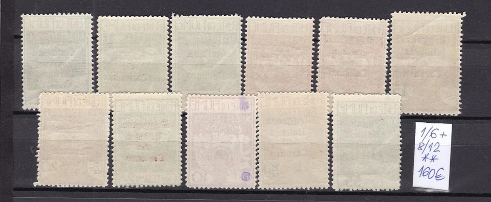 Isla Fiume Carnaro - 1920 ☀ Michel 1/6+8/12 ☀ MNH** Foto 2 de 2