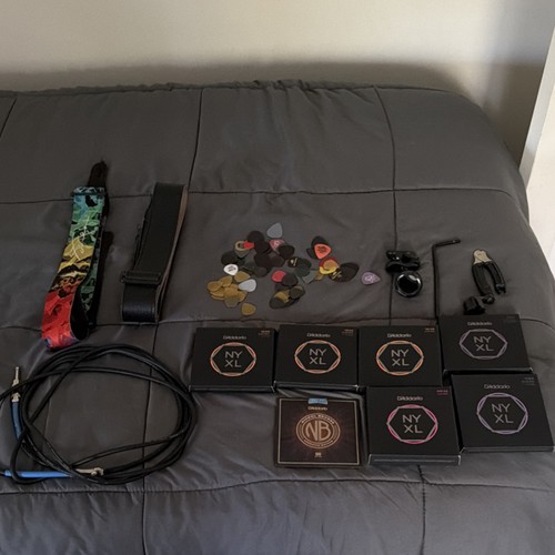 D'Addario Strings, Dunlop Picks, Straps, Pro Co Cable, Snark Tuner Lot