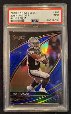 2019 Panini Select Josh Jacobs Blue Prizm #208 RC PSA Mint 9 #02/75 SSP!!