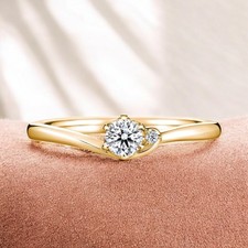 0.60 Ct Lab Grown Round Cut Diamond Engagement Ring 14K Yellow Gold E F VS