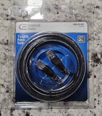 Commercial Electric 7 ft CAT6 Patch Cord Black - 1000 015 607. NEW SEALED