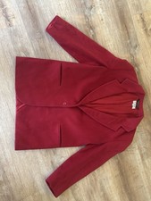 L.L.Bean Women's Red Wool Lined Button Blazer Jacket 8R Made in USA