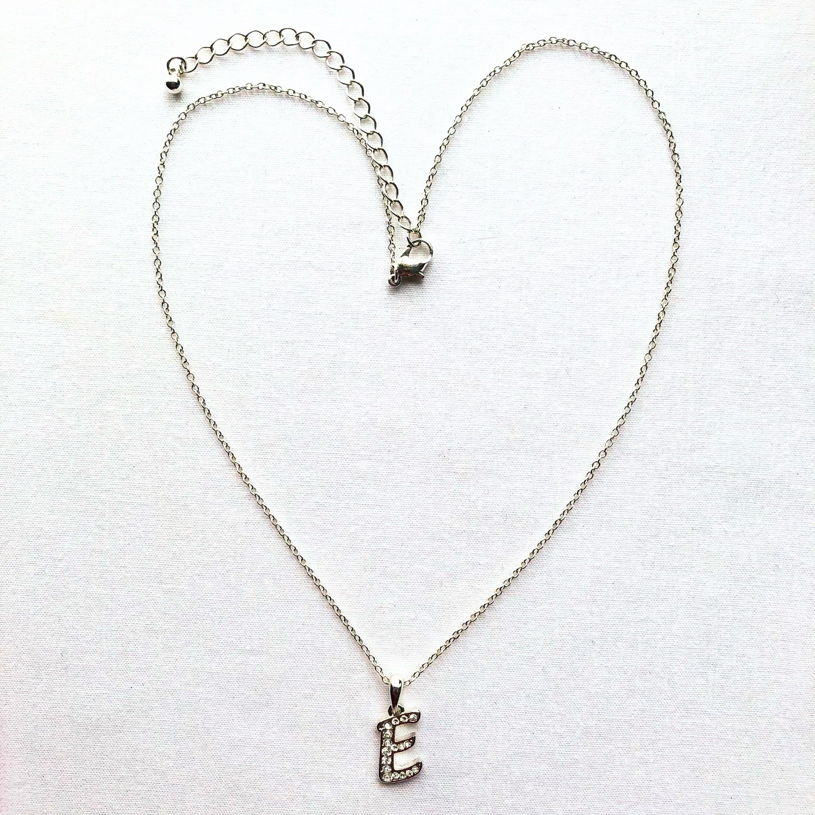 E Initial Monogram Letter Rhinestone Pendant Neck… - image 3