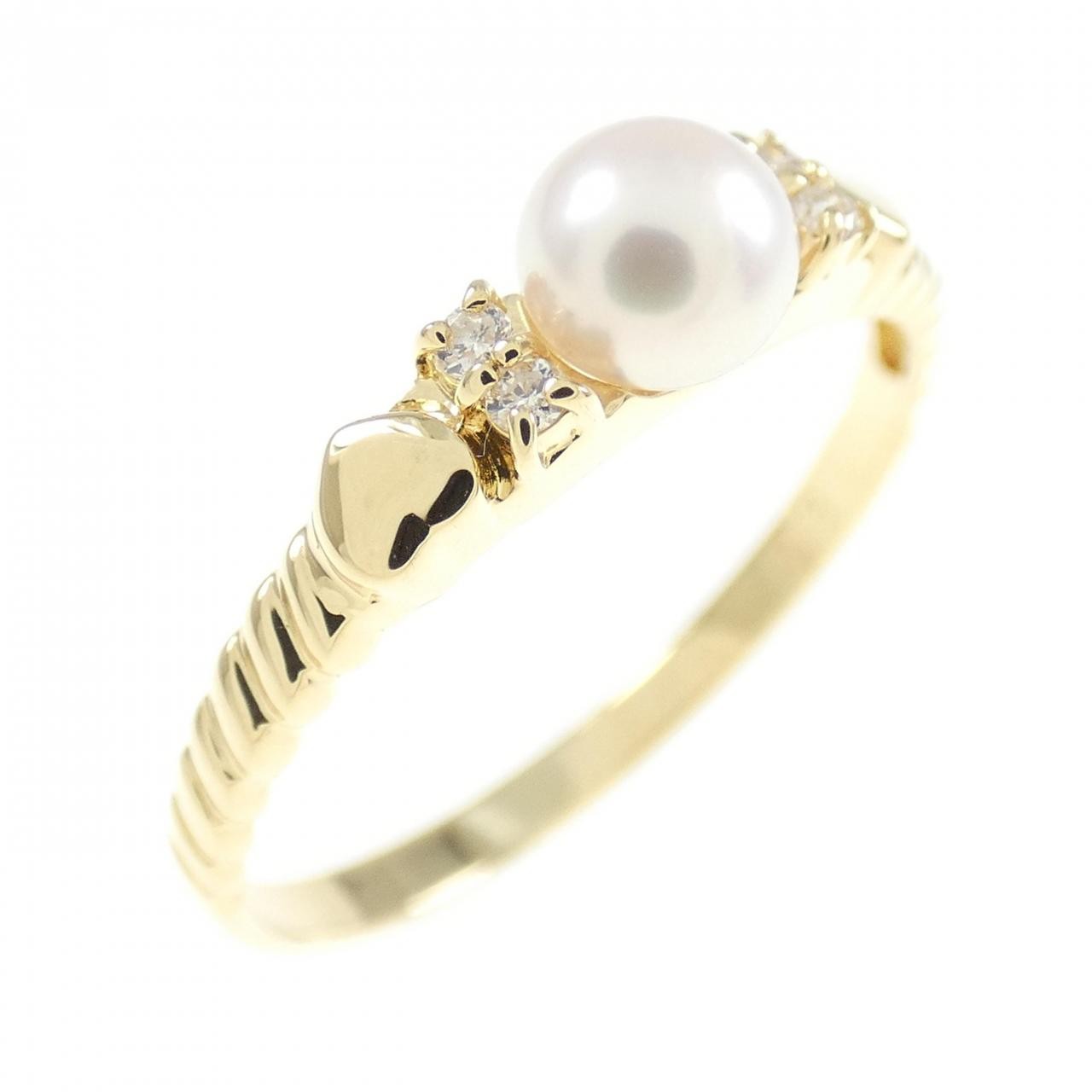 Authentic 18K Yellow Gold Akoya Pearl Ring 0.2