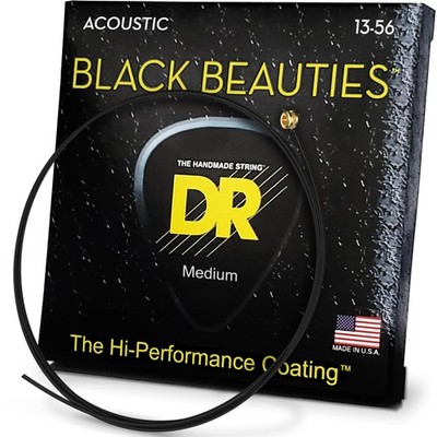Dr Strings Black Acoustic Guitar Strings Medium 13-56 Phosphor Bronze 6-String